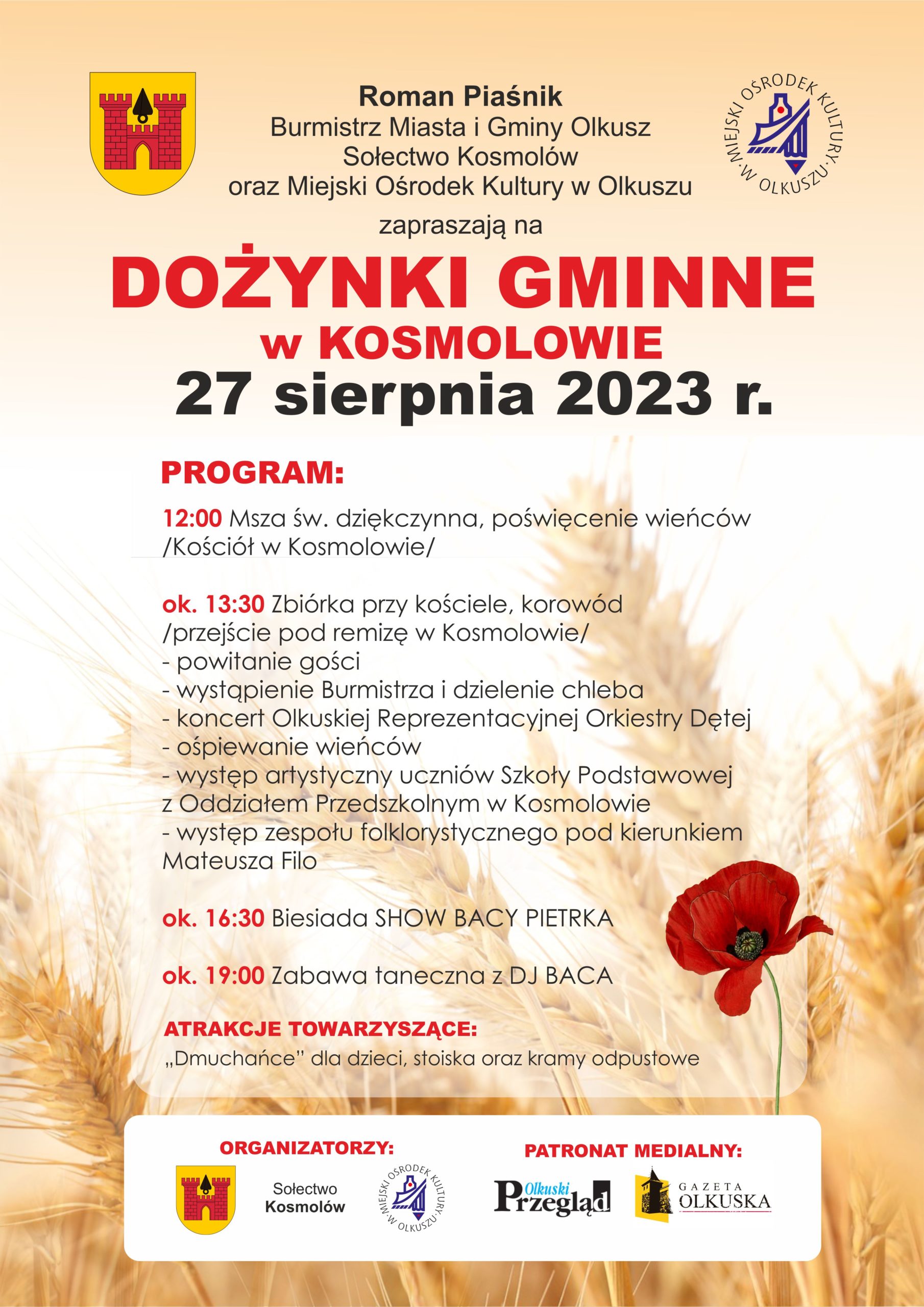 UM Olkusz:  						Zapraszamy na Święto Plonów 2023 w Kosmolowie
