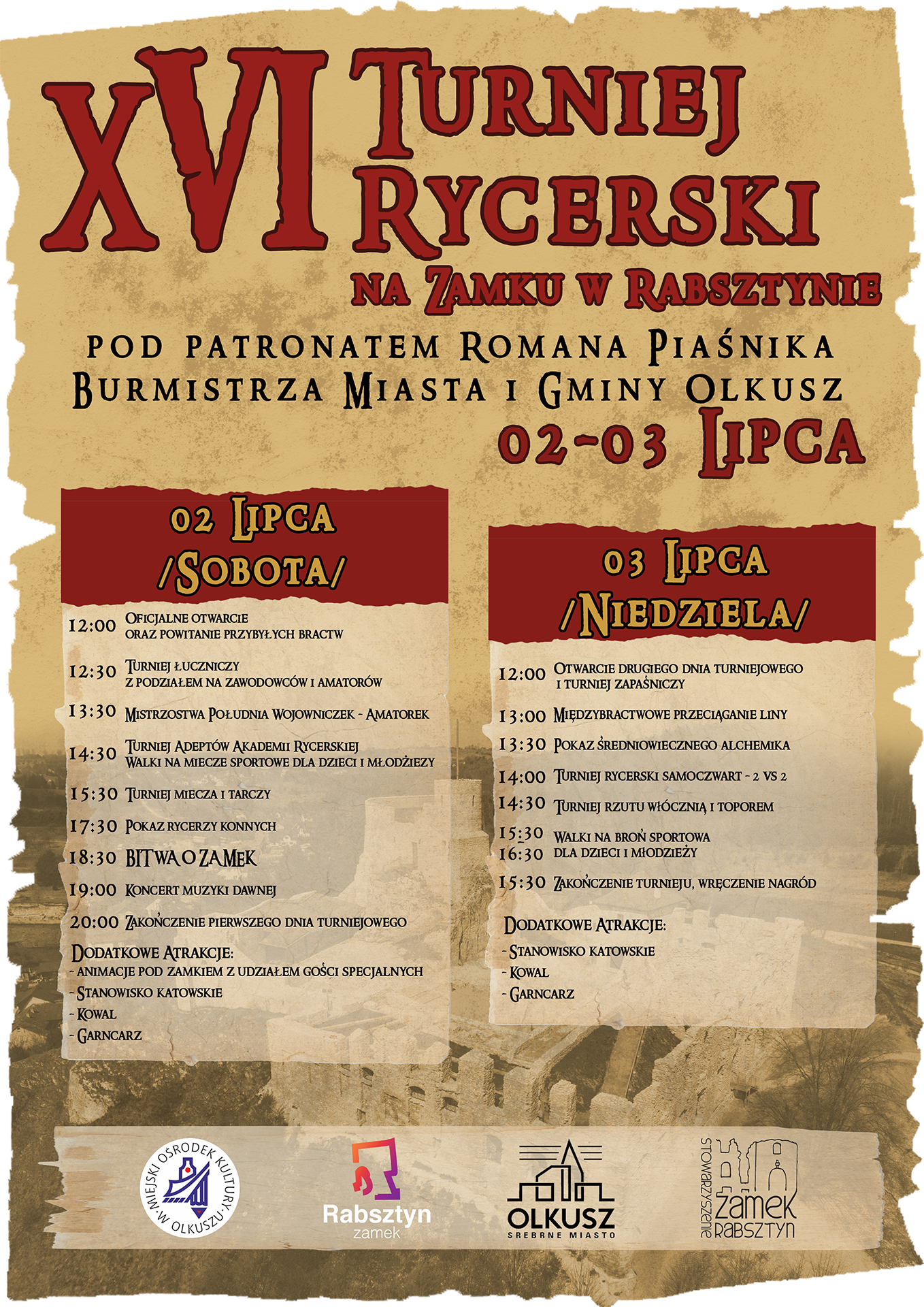 Plakat z programem turnieju rycerskiego