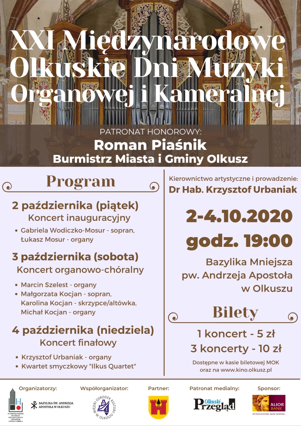 plakat XXI Międzynarodowe Olkuskie Dni Muzyki Organowej i Kameralnej 960