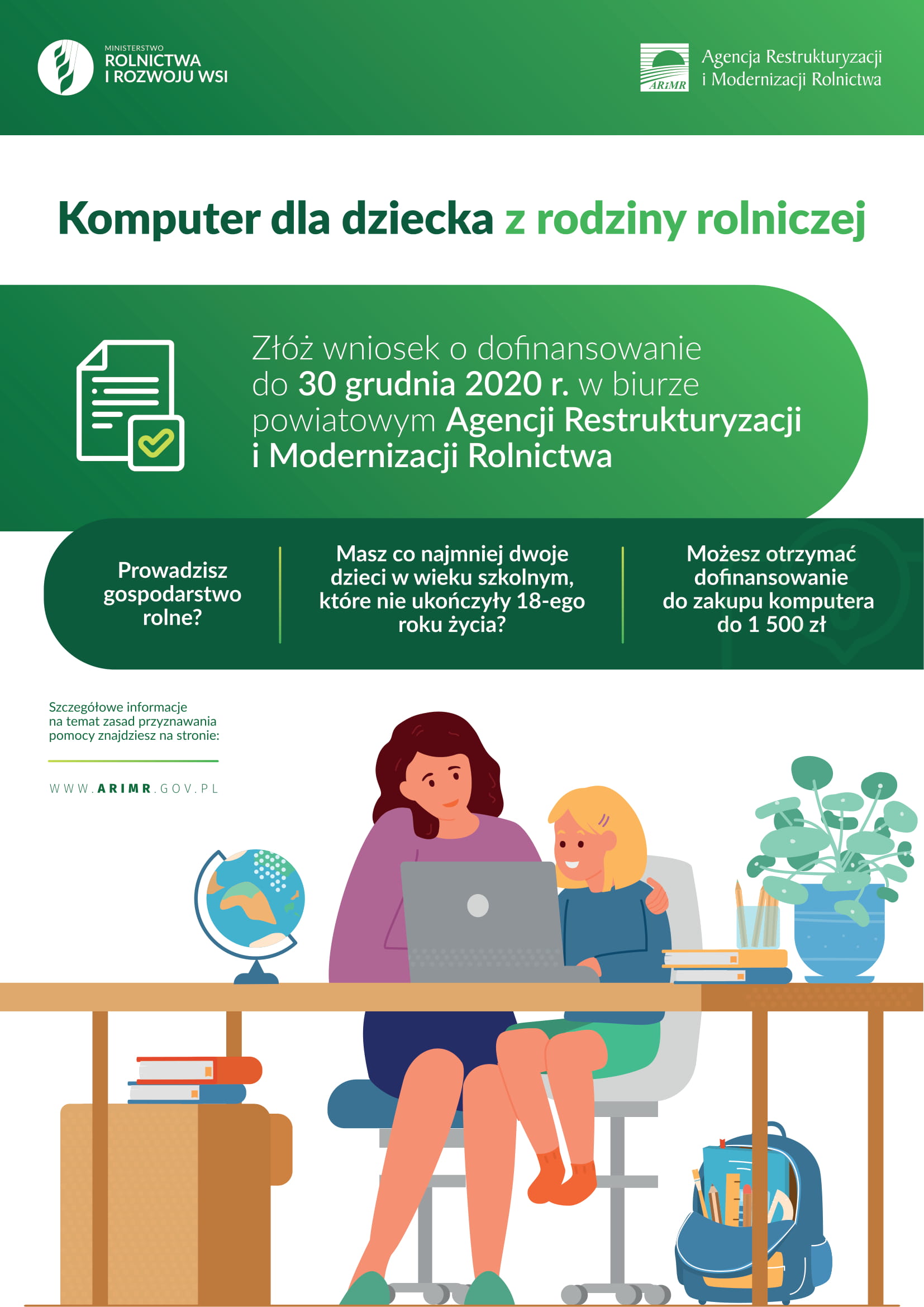 UM Olkusz: Dofinansowanie zakupu komputera dla dziecka z rodziny rolniczej