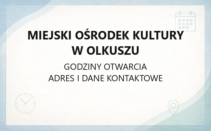 Miejski Ośrodek Kultury w Olkuszu - kontakt, działy i punkty filialne