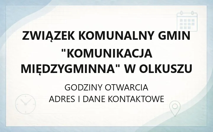 Związek Komunalny Gmin "Komunikacja Międzygminna" w Olkuszu - kontakt, bilety, rozkłady jazdy
