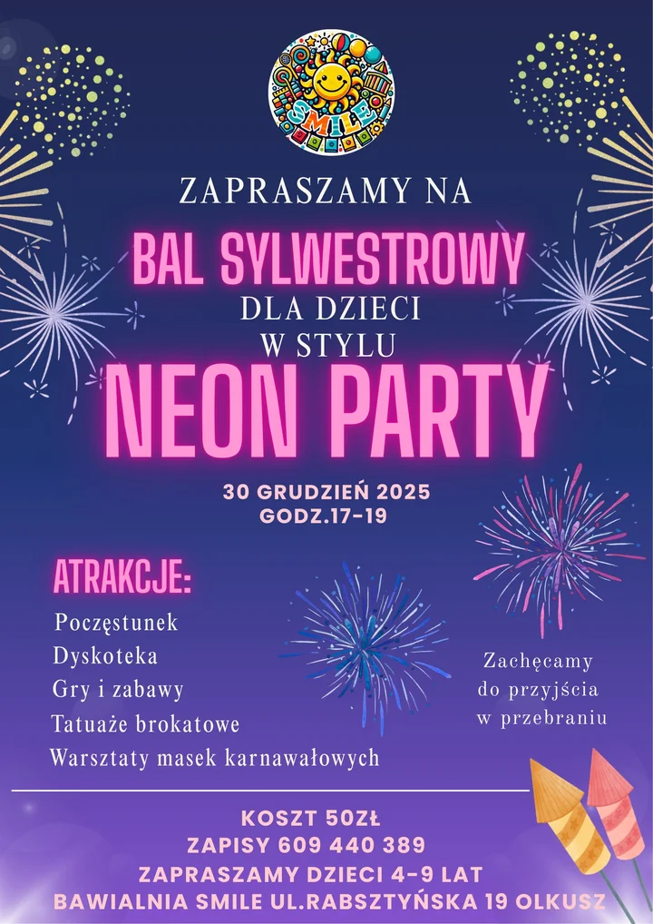 Grafika promocyjna wydarzenia Bal sylwestrowy dla dzieci — 30 grudnia 2025, godz. 17:00