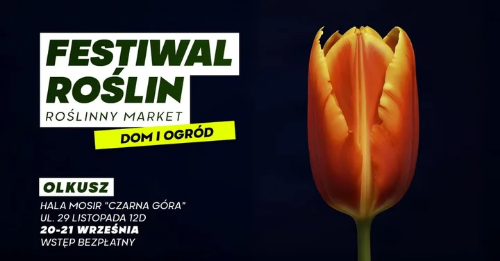 Obrazek przedstawia grafikę promocyjną wydarzenia Market roślin w Olkuszu — targi roślin i akcesoriów ogrodniczych