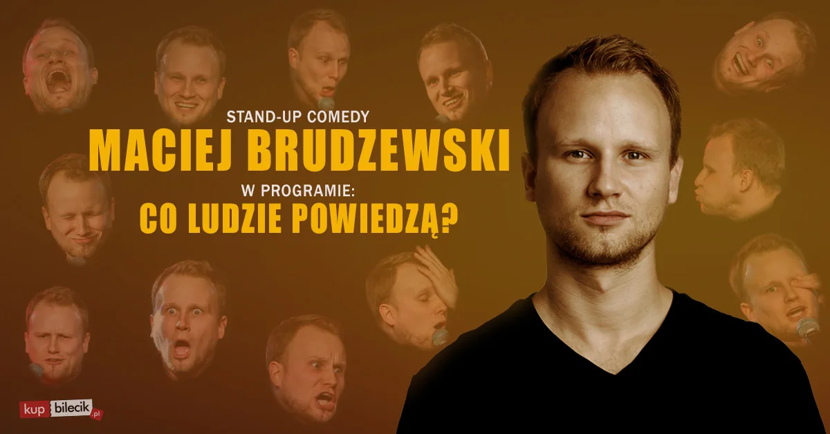 Grafika promocyjna wydarzenia Maciej Brudzewski z nowym programem stand-up w Olkuszu