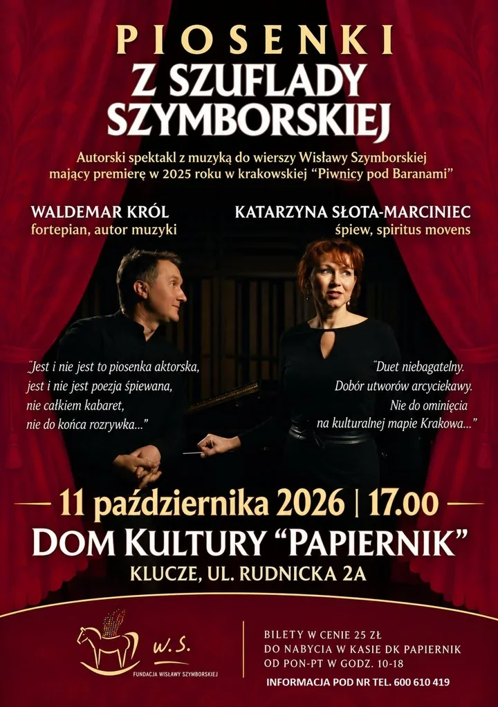 Grafika promocyjna wydarzenia Piosenki z szuflady Szymborskiej