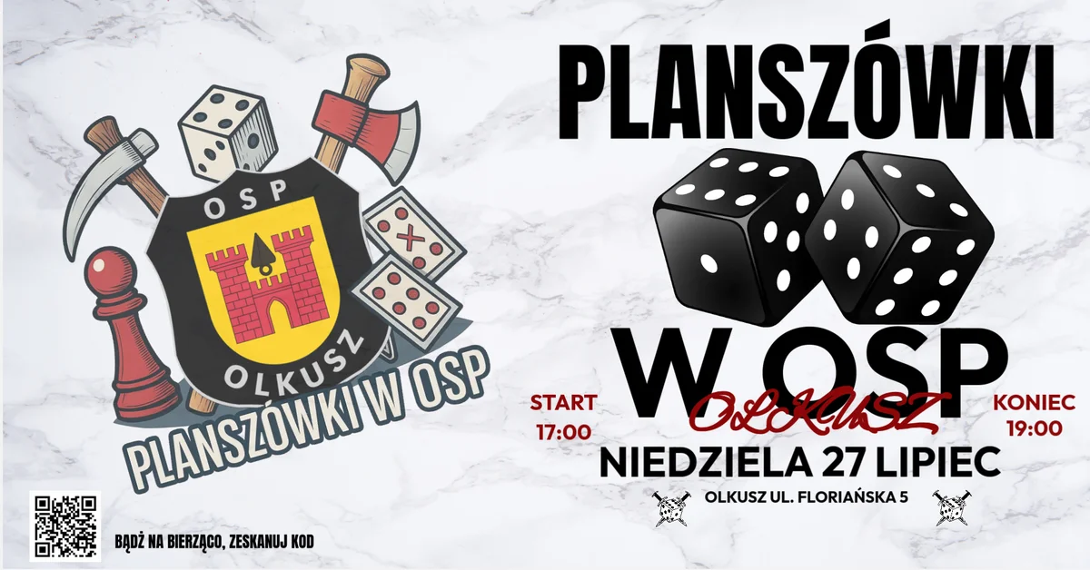 Grafika promocyjna wydarzenia Spotkanie miłośników gier planszowych w Olkuszu