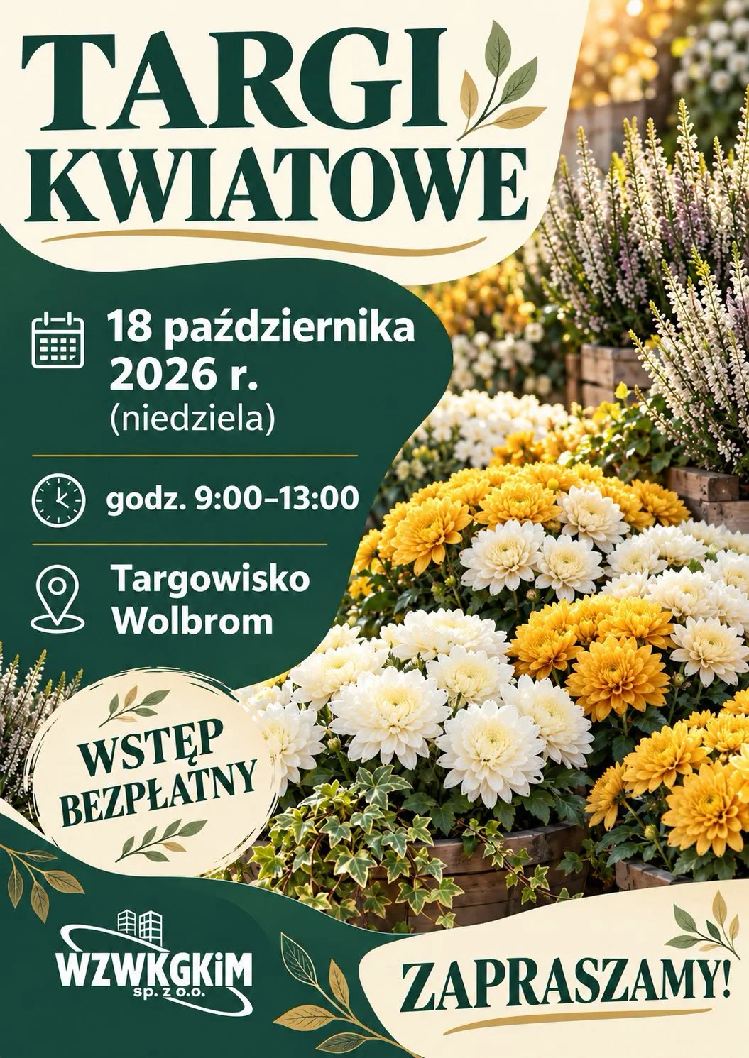 Grafika promocyjna wydarzenia Targi Kwiatowe w Wolbromiu