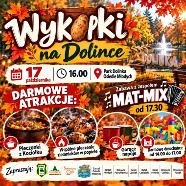 Grafika promocyjna wydarzenia Wykopki na Dolince. Jesienne atrakcje