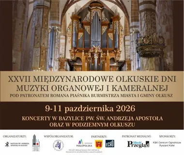 Grafika promocyjna wydarzenia XXVII Międzynarodowe Olkuskie Dni Muzyki Organowej i Kameralnej