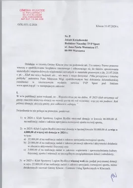 Gmina Klucze żąda sprostowania informacji w materiale TVP Sport