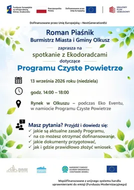 Grafika promocyjna wydarzenia Spotkanie z Ekodoradcami dotyczące Programu „Czyste Powietrze”