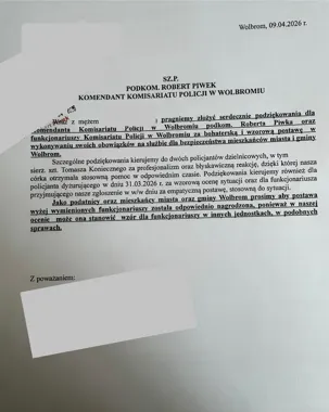 Wolbromscy dzielnicowi dostali list, który mówi więcej niż pochwała