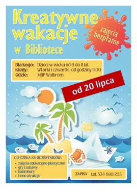 Wakacje z książką w Wolbromiu. Dzieci mają gdzie tworzyć i odkrywać